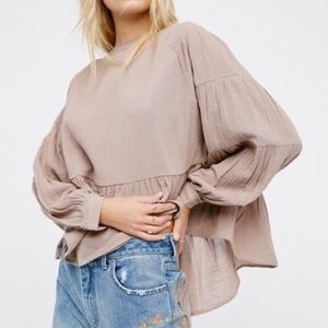 Free people peasant /wildcat top in mink